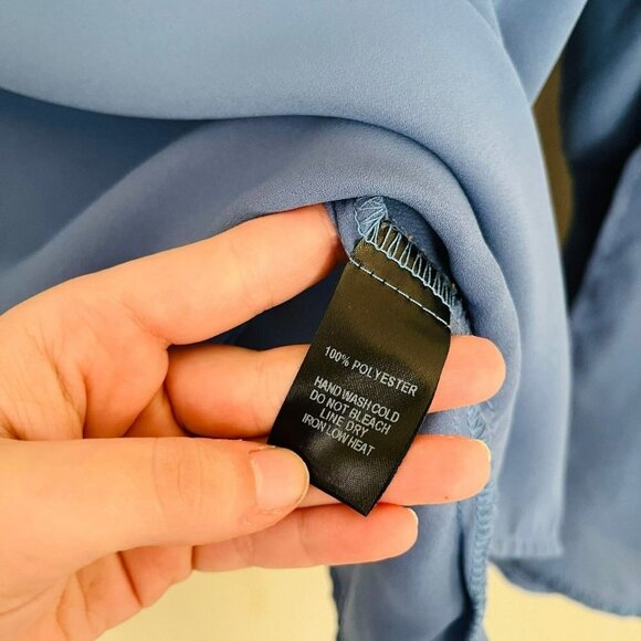 Lulu's Carefully Curated Long Sleeve Blouse in Dusty Blue SZ M - Picture 10 of 11